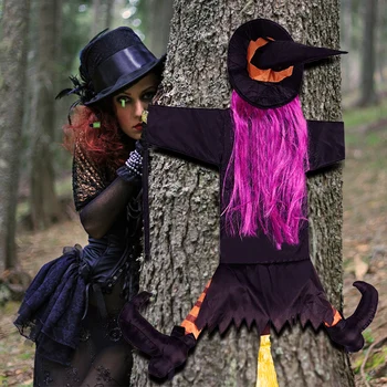 Čarovnica Je Zaletel V Drevo Halloween Dekoracijo Kostum Rekviziti Na Prostem Visi Drevo Ornament Doma Stranka Dekor Halloween