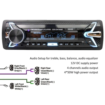 Odstranljiva Avto Radio 1 Din Autoradio Bluetooth, USB, SD A2DP MP3 Stereo Audio Sistemi Vodja Enote 7 Barv Osvetlitev PHYEE 4785BT