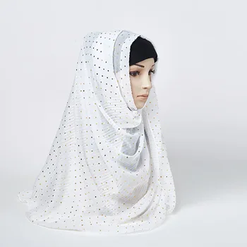 Moda za Ženske Muslimanskih Šifon Hidžab polka dot šal 2020 Nova Barva Muslimansko Ruto Hijabs Ženski Stoles Kritje Bonnet Headscarf