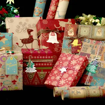 6pcs Božič Ovojni Papir Darilo Prisotna Vrečko Pakiranje Snežinke Santa Dekor