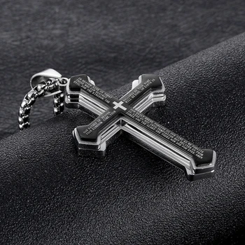 Mens iz nerjavnega jekla, prečni ogrlice Krščanski spisi obesek ogrlice hip hop nakit za vrat darila za moške dodatki