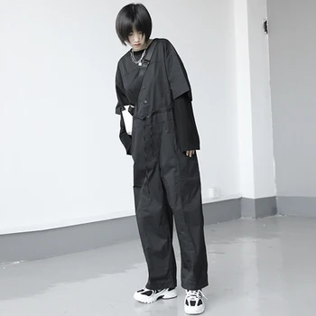 Japonski slog preprost delovne obleke, casual svoboden velikosti jumpsuit hlače, moške in ženske, Spomladi in jeseni