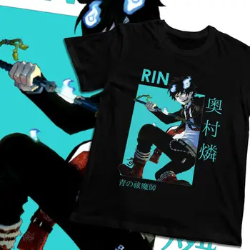 Man Tee Shirt Rin Okumura Blue Exorcist Anime Udobno Modi O-vratu Retro majica s kratkimi rokavi