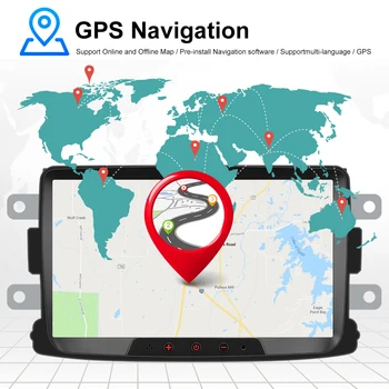 Podofo 2Din Android avtoradio Avto Multimedijski Predvajalnik, GPS, Wifi 2 DIN Autoradio Za Renault Sandero Duste Logan Dokker Avtomobilski Stereo sistem