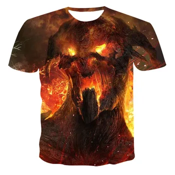2021 Novo Poletno 3 D T-Shirt Moški Oblačila za Fanta-Otrok Skull&Smrti Kratek Rokav Moda O-Vrat Velikosti Vrhovi Prilagodljiv 110-6 XL