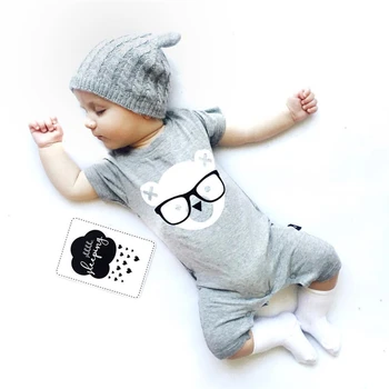 2020 modna oblačila za Malčke baby romper sivo kratek rokav risanka nosi enega kosa obleko Jumpsuit newborn baby boy, girl obleke