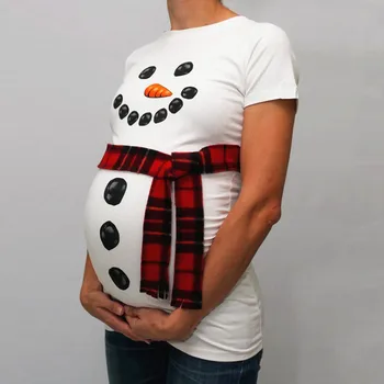 TELOTUNY Snjegović Božič Porodniškega bluzo nosečnice Mama žensk vrh Tees Risanka T Srajce Nosečnosti Tee Vrhovi Oblačila #L