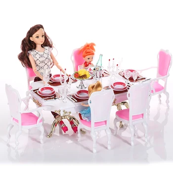 Originalno pohištvo za barbie princesa restavracija namizna sanjsko hišo 1/6 bjd lutka dodatna oprema mini jedilnico imajo določene igrače