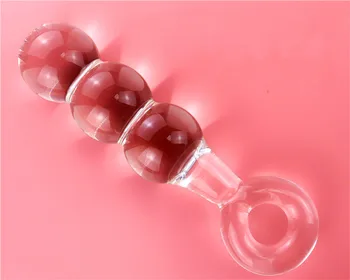 Kristalno velike potegnite kroglice analni čep butt plug vaginalne žogo toplotno odporno steklo analne kroglice dildo steklo, kristal spola igrače, ženska