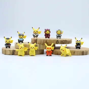 10pcs / nastavi risani film Pokémon Akcijska figura, mini igrača, lutka 4 CM Pikachu Dejanje slika modela otrok darilo, darilo za rojstni dan