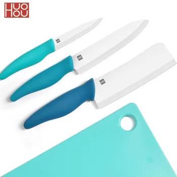 Huohou Keramični Nož 3Pcs noži z Desko za Rezanje Oster Sadje/Mesni/Zelenjavni Nož nedrsečo ročaj za Kuhinjo H20