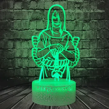 LED Nočna Lučka Orochimaru Lučka za Praznik, Rojstni dan, Teens, 3D Optični 7 Sprememba Barve Risanka Naruto Hyūga Neji namizne Svetilke