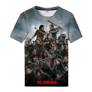 Novi The Walking Dead 3D Natisnjeni T-shirt Kul Horror T-shirt Moški in Ženske Priložnostne Krog Vratu T-shirt Športnih T-majice