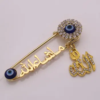 ALLAH Mashallah v arabski, turški zlo oko Nerjavečega jekla broška baby pin