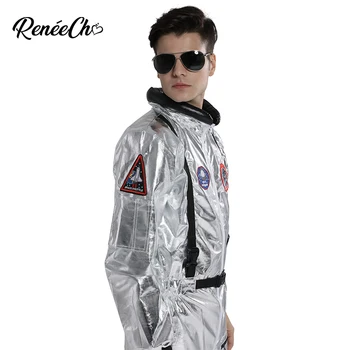 Vesoljsko Obleko Za Moške Odrasle Plus Velikost Astronavt Kostum Srebro Pilotni Kostume 2021 Nov Prihod Halloween Kostum Enem Kosu Jumpsuit