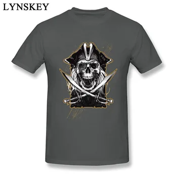 Death Knight T-shirt Moški Piratska Lobanja Tshirt Karibi Mečevalec T Shirt Punk Težkih Kovin Vrhovi Tees Bombaž Grozo Tshirts