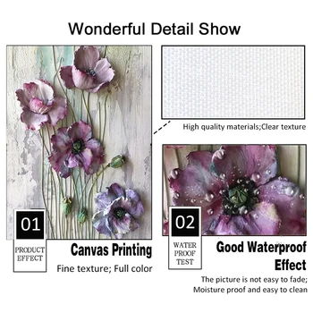 Platno Slikarstvo Plakat Vijoličen Cvet Wall Art Platno, Tisk Slikarstvo Moderna Dnevna Soba Vijolično Cvetlični Narave Dom Dekor Sliko