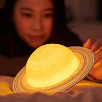 USB 3D Luna Nočna Lučka za Daljinsko upravljanje Pisane LED Spalnica Postelji Saturn Svetlobe Doma Dekor Valentinovo Darilo za Punco