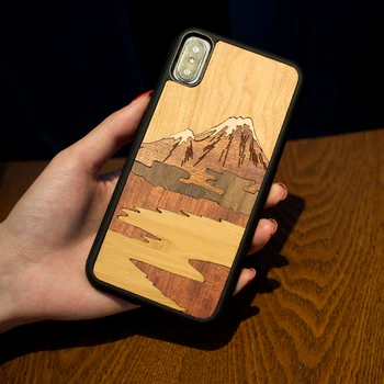 Gorsko handcraft preplete klasičnih pravega lesa primeru mobilni telefon za IPhone 6 s 7 8 plus X S retro hard poslovni telefon lupini
