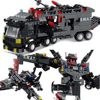 8IN3 SWAT City Policijska Postaja gradniki Playmobiled Mestni Avto Tovornjak Ustvarjalne Opeke logoINGlys Igrače Za Otroke, Fantje Darila