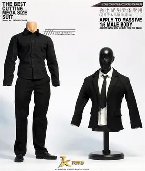 JXTOYS-034 1/6 Obseg Moški Black Western Obleko s Črno Bela 2 Barve, Rokavi, Oblačila za Mišično Telo Slika