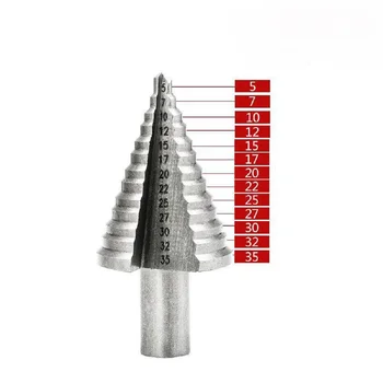 5-35 mm Titanium obložene Korak Drill Bit Vrtanje Moč, Orodja za Kovinsko hitroreznega Jekla Les Luknjo Rezalni Stožec Vaja