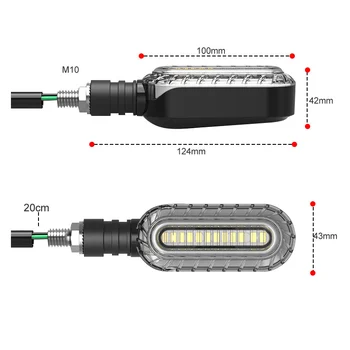 4PCS LED Vključite Opozorilne Luči motorno kolo Ustavi Signalov DRL Teče Voda Flasher 2 v 1 Blinker Rep Lučka Univerzalno M10 Zavorna Luč