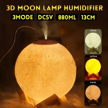 880ML Ultrazvočni Vlažilnik Zraka 3D Luna Lučka lučka Difuzor Aroma eteričnega Olja USB Humidificador Noč Kul Megle čistilec zraka