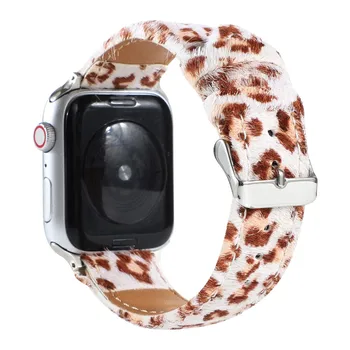 Pravega Usnja Trak za Apple Watch Band 6 SE 44 mm 40 mm 42mm 38 mm Leopard Zebra Vzorec Zapestja za iWatch 5 4 3 2 1