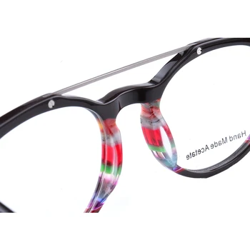 Ženske Letnik Krog Eyeglass Okvirjev Moških Multicolor Modni Očala okvirji Dvojno most Očala Rx očala očala okvirji