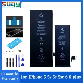 Suqy Original 0 Cikel za Iphone 5 Baterije za Iphone Baterija 6 za Apple Iphone 5 5s 5c Se Bateria 6 Plus Mobilni Telefon Batterie