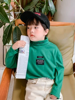Fant je Runo Zgosti Turtleneck Dno Majica Srednje Velika korejskem Slogu Zimskem času Termično spodnje Perilo, otroška Oblačila Moda