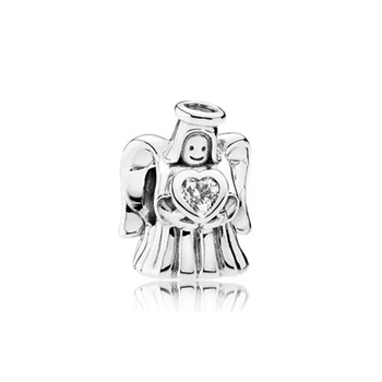 925 Sterling Silver Fashion Družino Angel Čare Kroglice Fit Original Zapestnico Pandora za ženske Božič Nakit, Izdelava