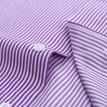 Francija Mens zapestne gumbe, socialne majice dolg rokav jopičem Klasičnih Kontrast ovratnik Prugasta Solid majica za moške Podjetja M~6XL