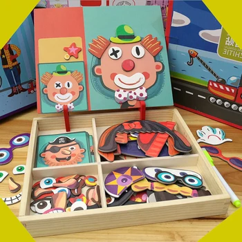 Puzzle Otroci 3D Izobraževalne Igrače, Magnetne Nalepke, Obleko Gor Magnetne Puzzle Igra Polje Božič Darilo Magnetne Puzzle Box Izobraževanje Igrače