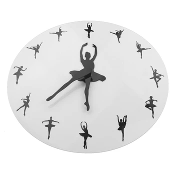 Balerina Plesalka Stenske Ure Joga Položajev, Dekorativni Balet Čas Stenske Ure Watch Dekle Soba Ples Studio Dekor Balet 3D Ura