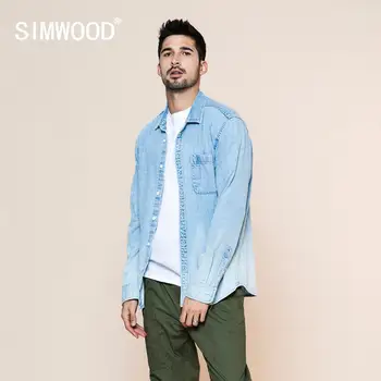 SIMWOOD 2020 pomlad poletje nove opere-denim zahodni Majica moški modni bombaža, plus velikost udobno srajce SJ120008