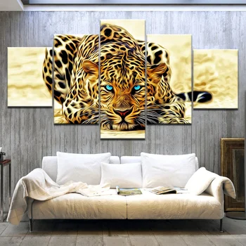 5 Kos Platna, Slikarstvo, Umetnost Živali Stenske Slike Za Dnevna Soba Dekor Plazi Leopard, Tiskanje Velikih Sodobnih Steni Plakat