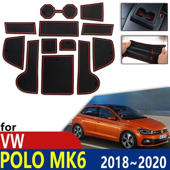 Anti-Slip Gumo Pokal Blazine Vrata, za Utor Mat za VW POLO MK6 Volkswagen 2018 2019 2020 Pribor mat za telefon