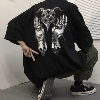 Ulica vzorec gothic Ulzzang vrhovi tiskanja dropshipping punk letnik harajuku veganska Pol rokav obleke tee Hip hop unisex tshirt
