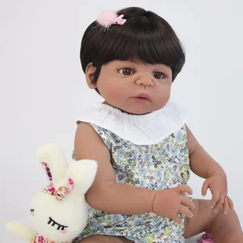 55 cm Polni Silikona Telo Prerojeni Baby Doll Igrača Kot Pravi Črno Kožo Novorojenih Dojenčkov Živ Bebe Lutka Kopanje Igrača za Dekleta Bonecas