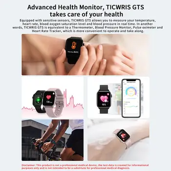 TICWRIS GTS Pametno Gledati Telesne Temperature, Spremljanje Zdravja IP68 Vodotesen Sports Tracker Fitnes Zapestnica Smartwatch 2020