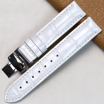 Pesno Črno Bel Pravega Usnja Watch Band 14 mm 16 mm Tele Kože, Usnje Watch Trak za Tissot Derssport z Uvedbo Zaponko