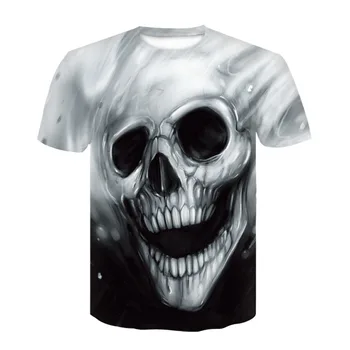 Barvita lobanje osebnost T-shirt moda priložnostne 3D tiskanih moških in žensk kratka sleeved hip hop T-shirt