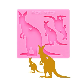 Bleščečo Novo keychain kenguru družina mama/baby Silikonsko Plesni DIY Nakit, Izdelava Silikonskih Epoksi Smolo Plesni Meri plesni DY0125