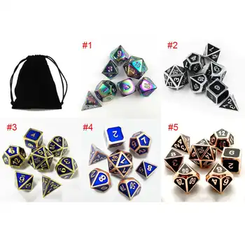 7pcs tabela igra Reliefni Težkih Kovin Polyhedral Kocke Set za RPG Odbor Dragons Igra z vrečko