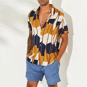 2020 Novih Moških Cvjetnim Tiskanja Kratek Rokav Hawaiian Beach Majica Poletne Počitnice Majica Kratek Rokav Svoboden Vzročno Majica Moška Majica Vrhovi