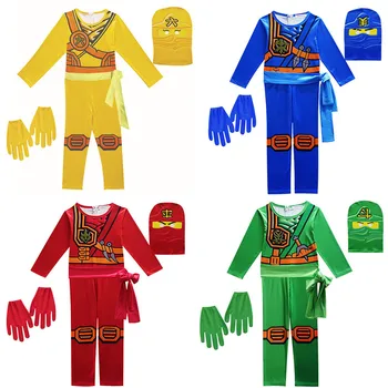2020 nov Anime LEGO NINJAGO cosplay otrok Ninja obleko Jumpsuit Nogavice Halloween ličila stranka kostum nastavite Fant in dekle, maske, rokavice