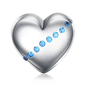 JewelryPalace Vgravirana Sestra Modra Kubičnih Cirkonij Srce Čar Kroglice 925 Sterling Srebro Fit Zapestnice Za Svojo Sestro Kot Darila