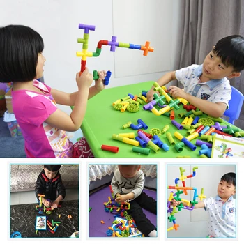 38-306PCS Pisane DIY Montaža Blok Plinovod Predor Izobraževalne Vode Cev za Gradnjo Blokov, Igrače Za Otroke Opeke Model